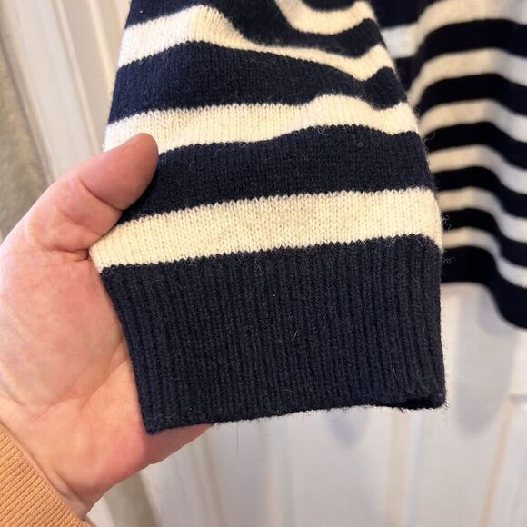 LL Bean Signature XL White Sailcloth Striped Wool-Blend Kingfield Warm‎ Sweater - Picture 4 of 7